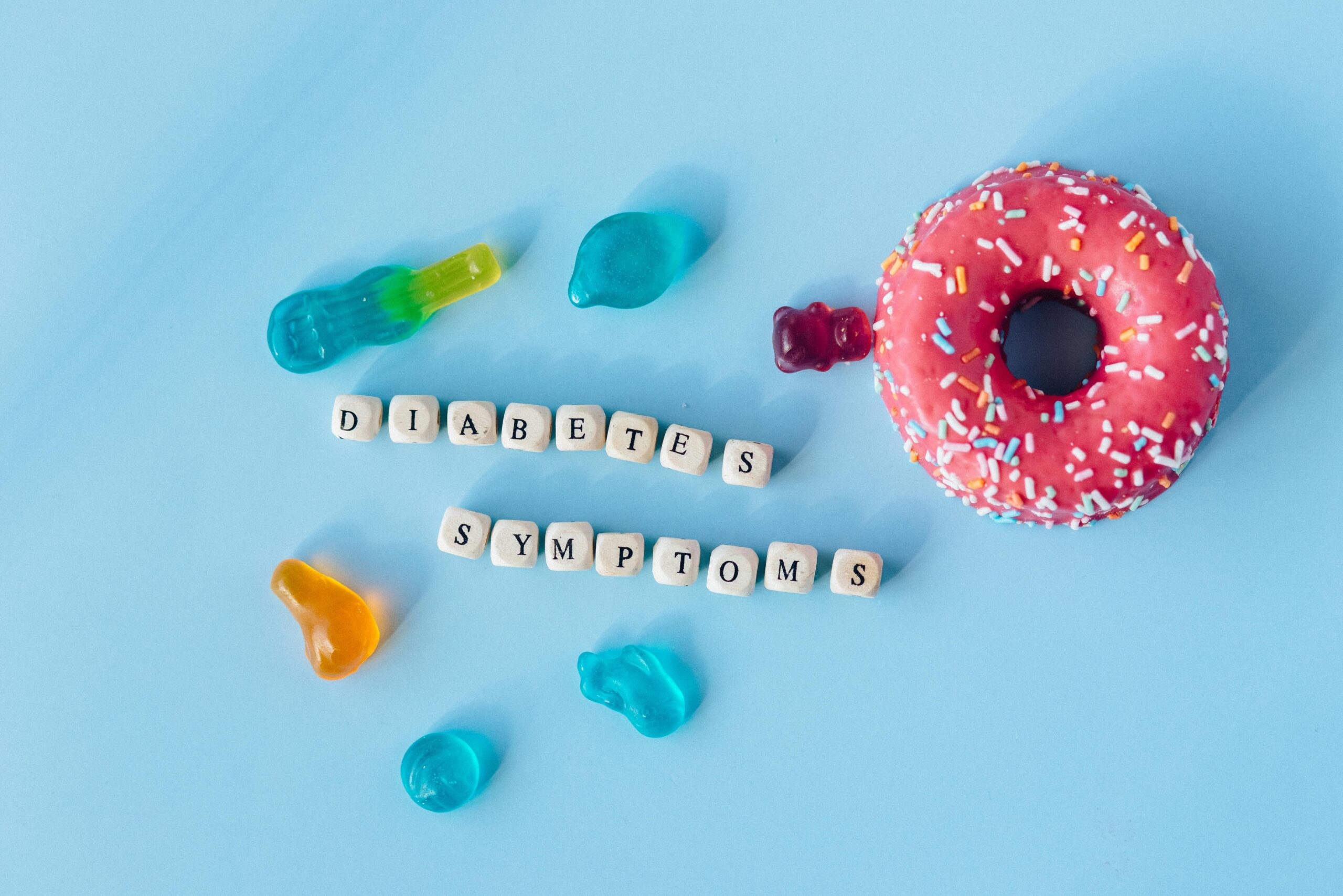 Sweet foods on a blue background